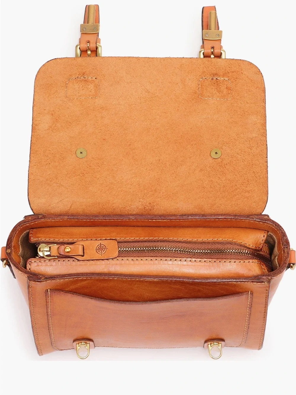 Classic Structured Crossbody Satchel in Caramel